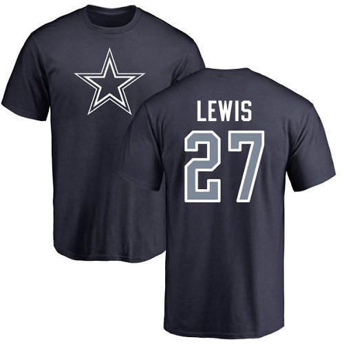 Men Dallas Cowboys Navy Blue Jourdan Lewis Name and Number Logo #27 Nike NFL T Shirt->dallas cowboys->NFL Jersey